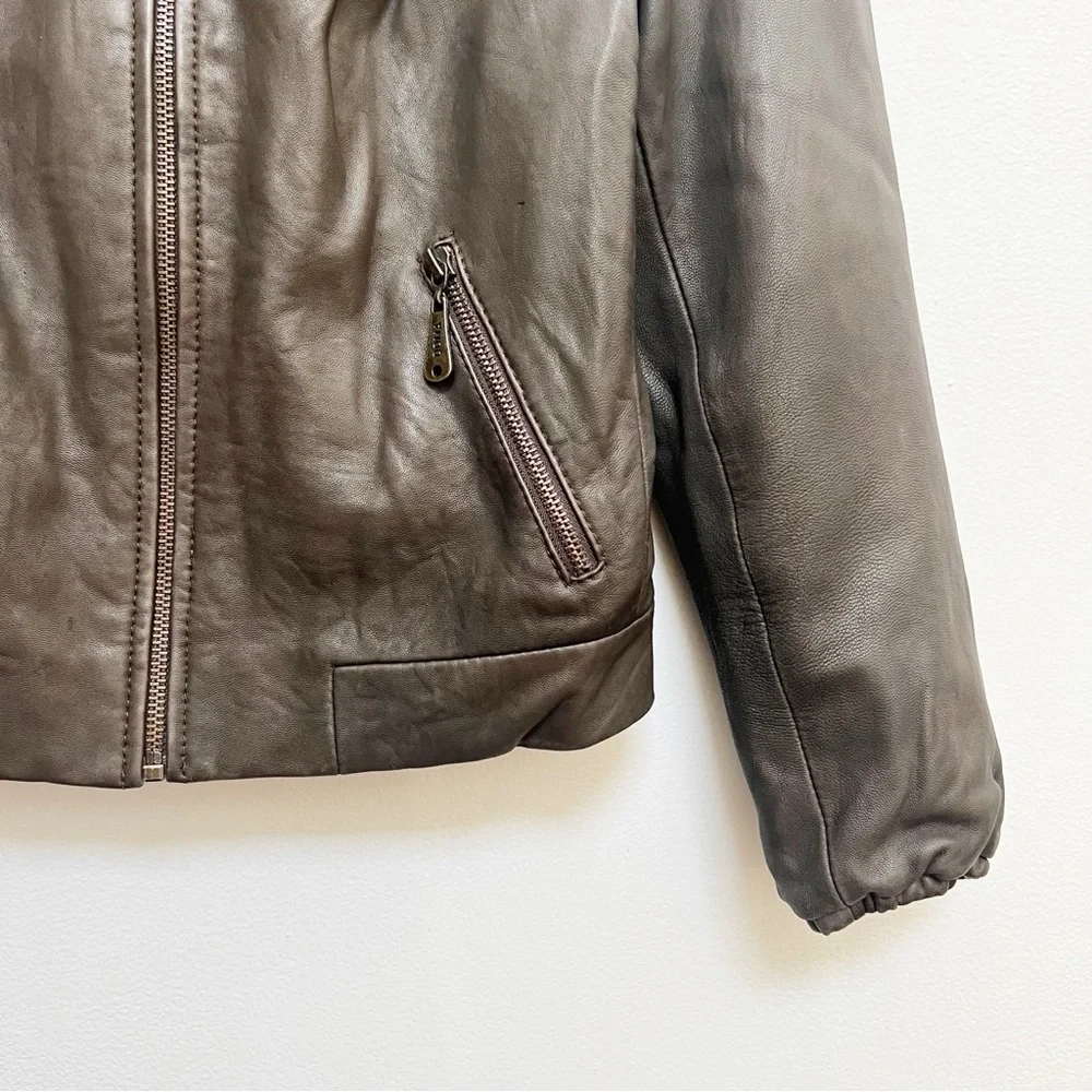 Doma Brown Leather Zipper Jacket - Picture 5 of 14